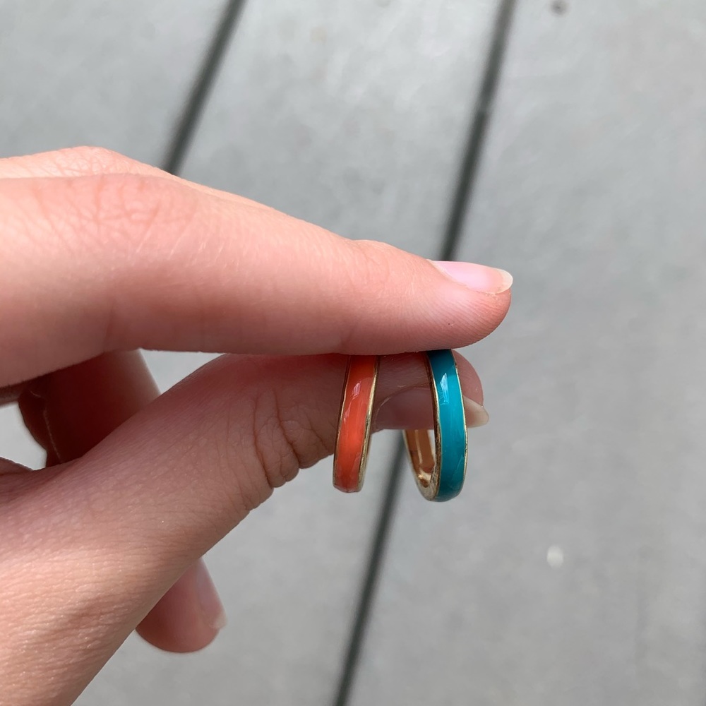 SET OF TWO RINGS COUPLE BLUE PINK GOLD GIFT
